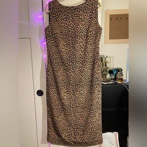 Cheetah Midi Length Sheath / Shift Dress 10/12 (20x48in)